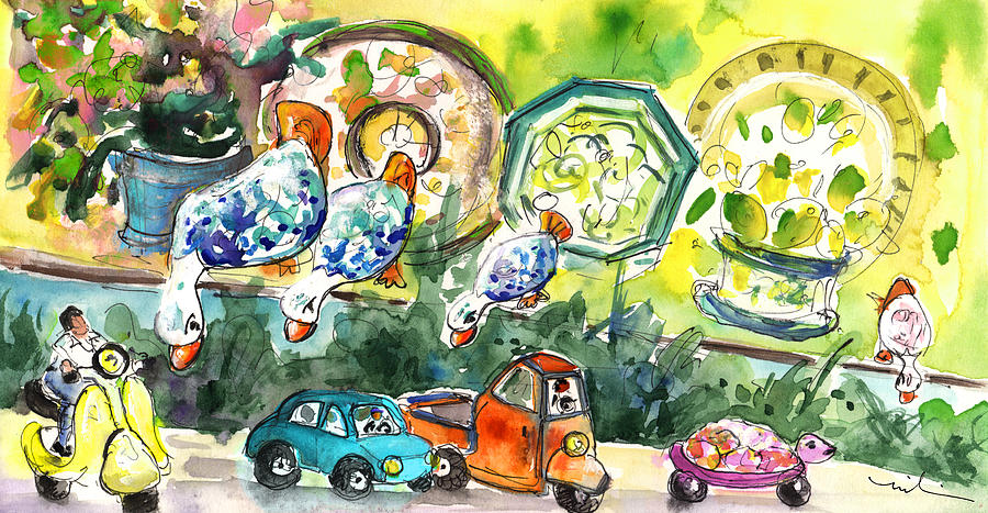 Ducks in Taormina Traffic Painting by Miki De Goodaboom