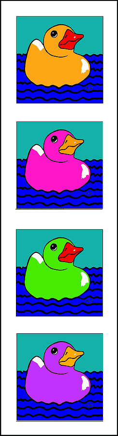 Toy Painting - Ducks of a Different Color Vertical by Dale Moses