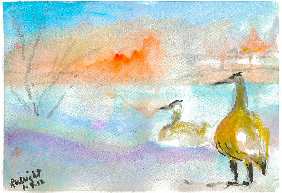 Animal Painting - Ducks on a Lake by Ramona Wright
