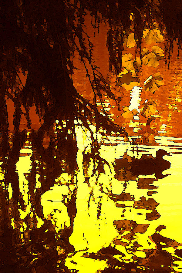 Ducks On Red Lake A Painting