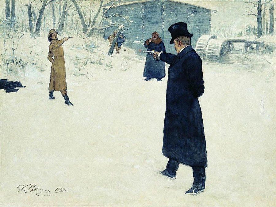 Classic Art With A Change Digital Art - Duel Between Onegin and Lenski 1899 by Ilya Repin 