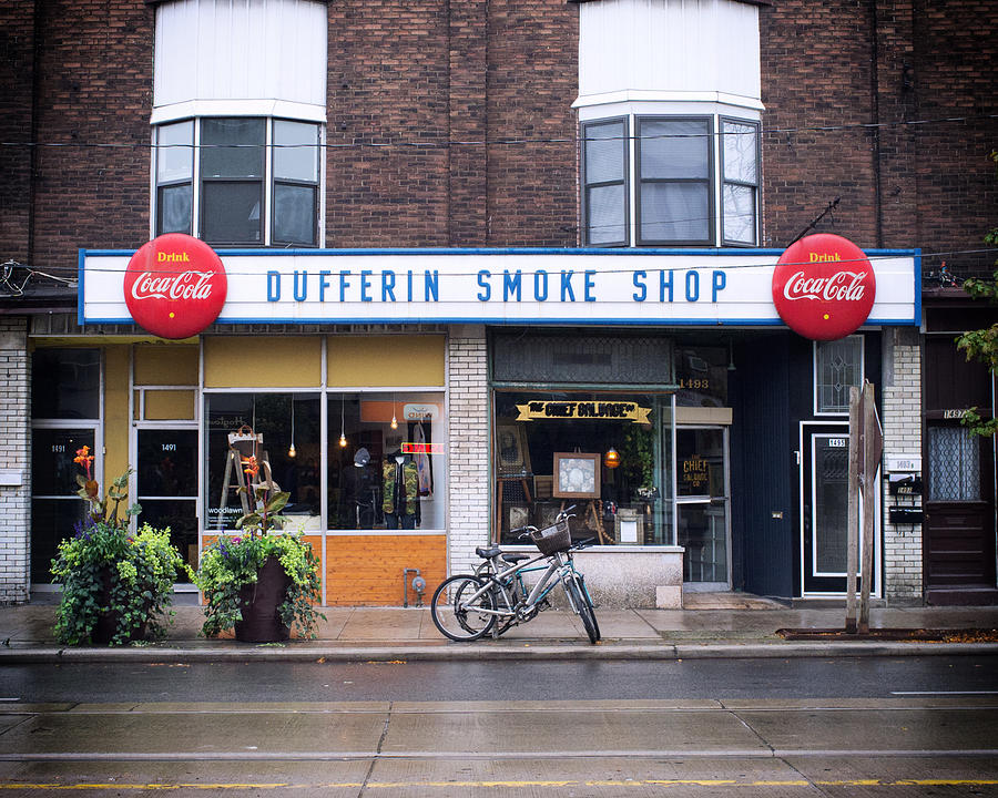 Bicycle Photograph - Dufferin Smoke Shop in Toronto by Tanya Harrison