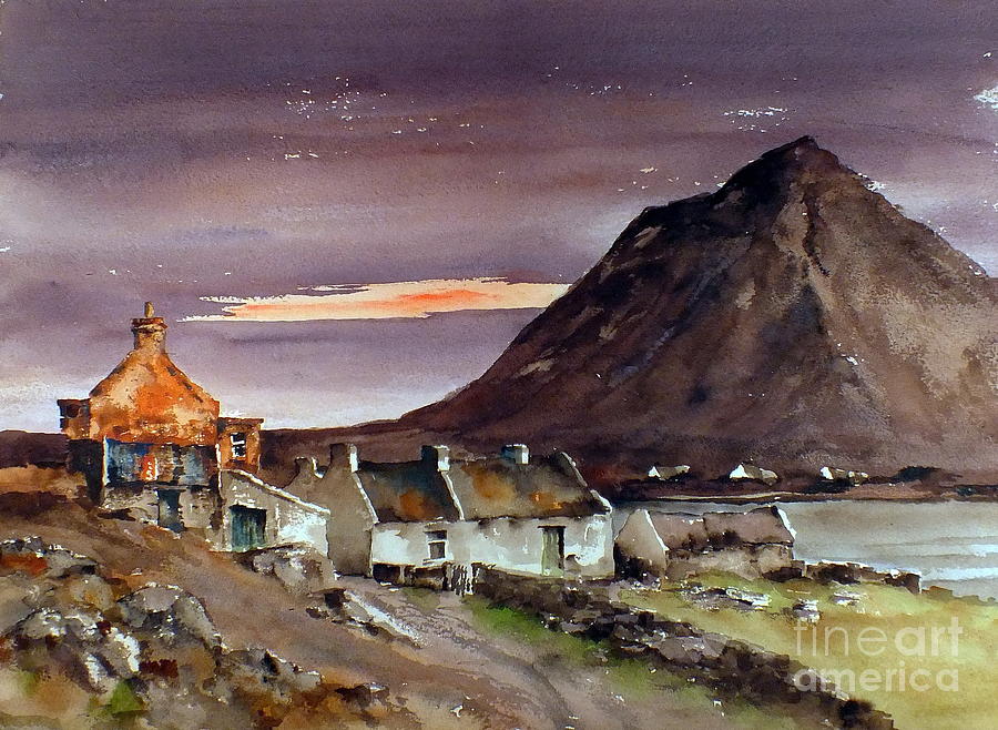 Sunset Mixed Media - Dugort Achill Island Mayo by Val Byrne