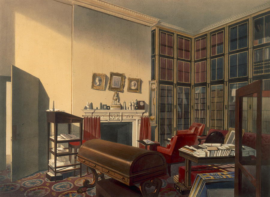 Library Drawing - Dukes Own Room, Apsley House, By T. Boys by Thomas Shotter Boys