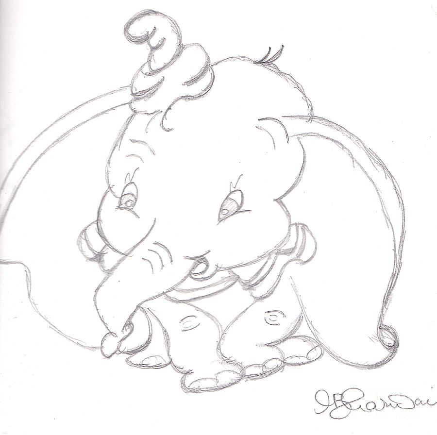 Orlando Drawing - Dumbo by Melissa Vijay Bharwani