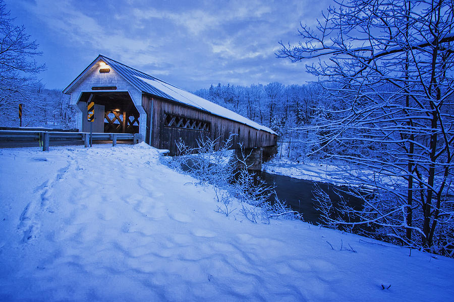 Dummerston Bridge in Winter Photograph by Tom Singleton