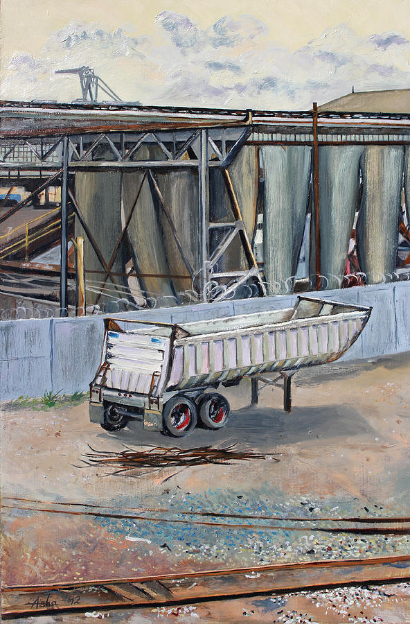 Dump Truck Bin and Steel Mill Painting by Asha Carolyn Young