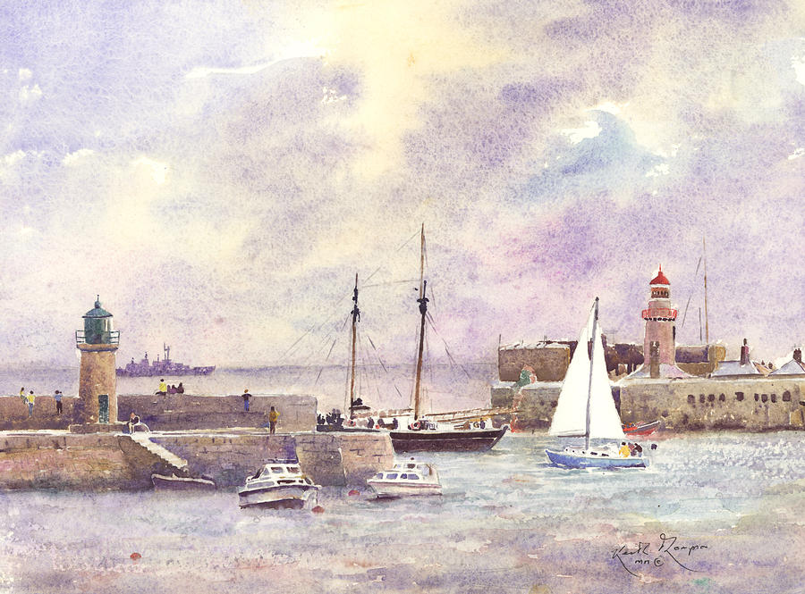 Dun Laoghaire Harbour County Dublin Painting by Keith Thompson