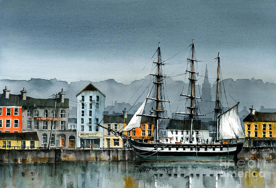  Dunbrody Famine Ship  in New Ross Painting by Val Byrne