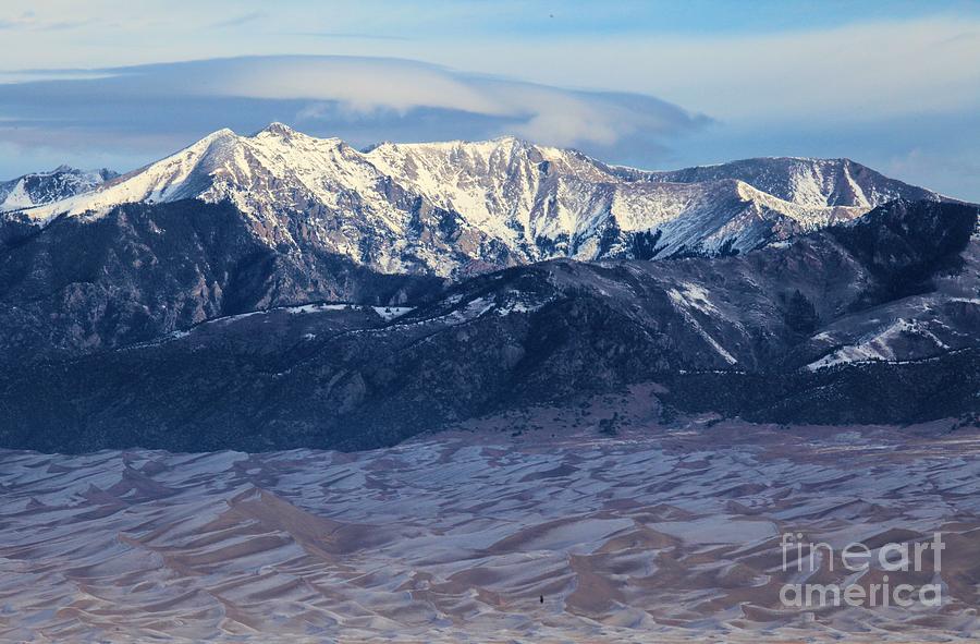 Great Sand Dunes National Park Photograph - Dunes Clouds And Snowcaps by Adam Jewell