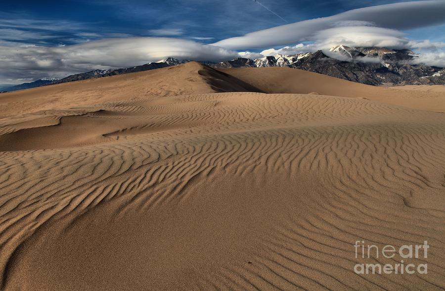 Great Sand Dunes National Park Photograph - Dunes Ripples And Clouds by Adam Jewell