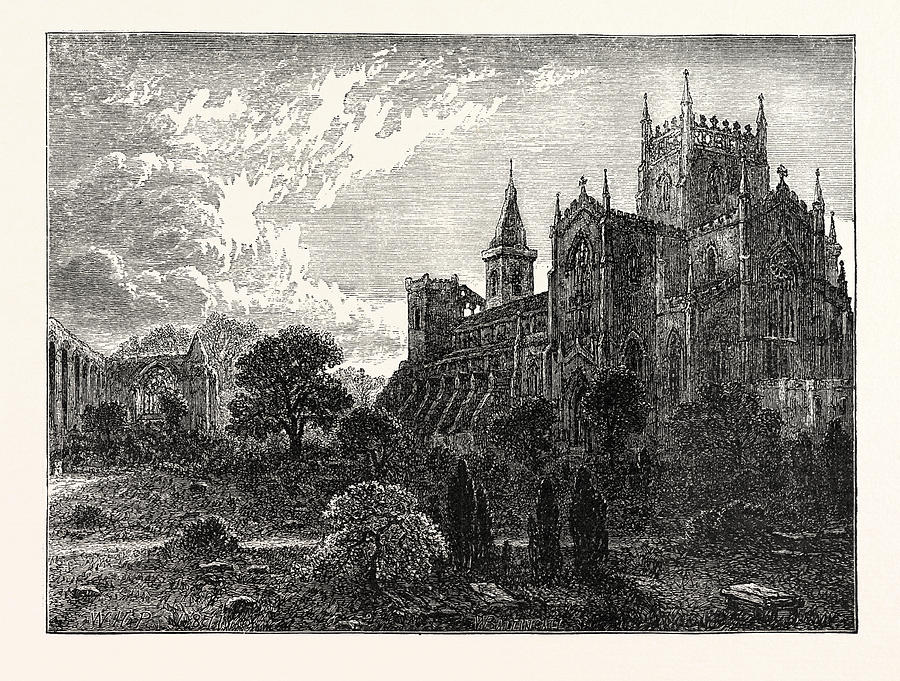 Vintage Drawing - Dunfermline Abbey And Church by English School