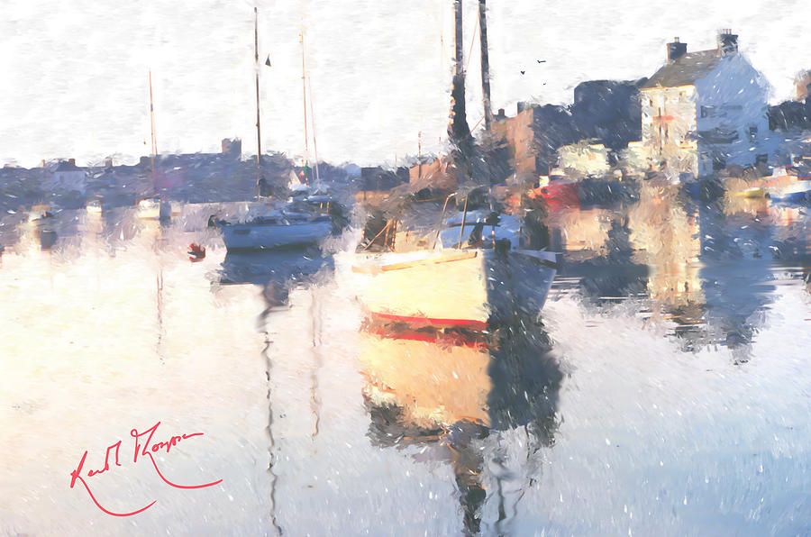 Keith Thompson Digital Art - Dungarvan Harbour Reflections County Waterford Ireland by Keith Thompson