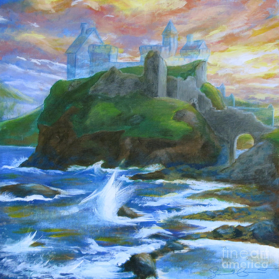 Dunscaith Castle - Shadows of the past Painting by Samantha Geernaert