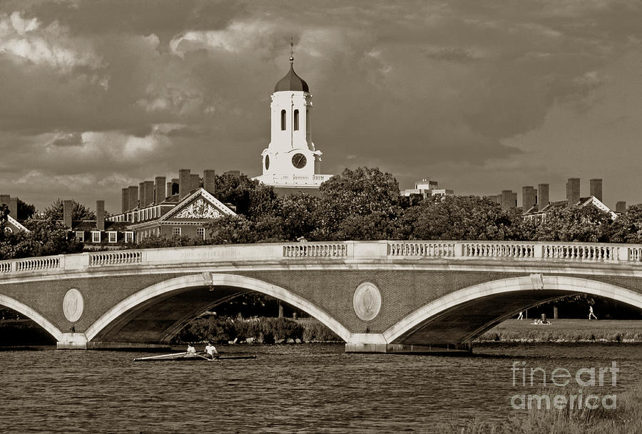   Weeks Bridge Charles River And Scullers BW Photograph by Tom Wurl