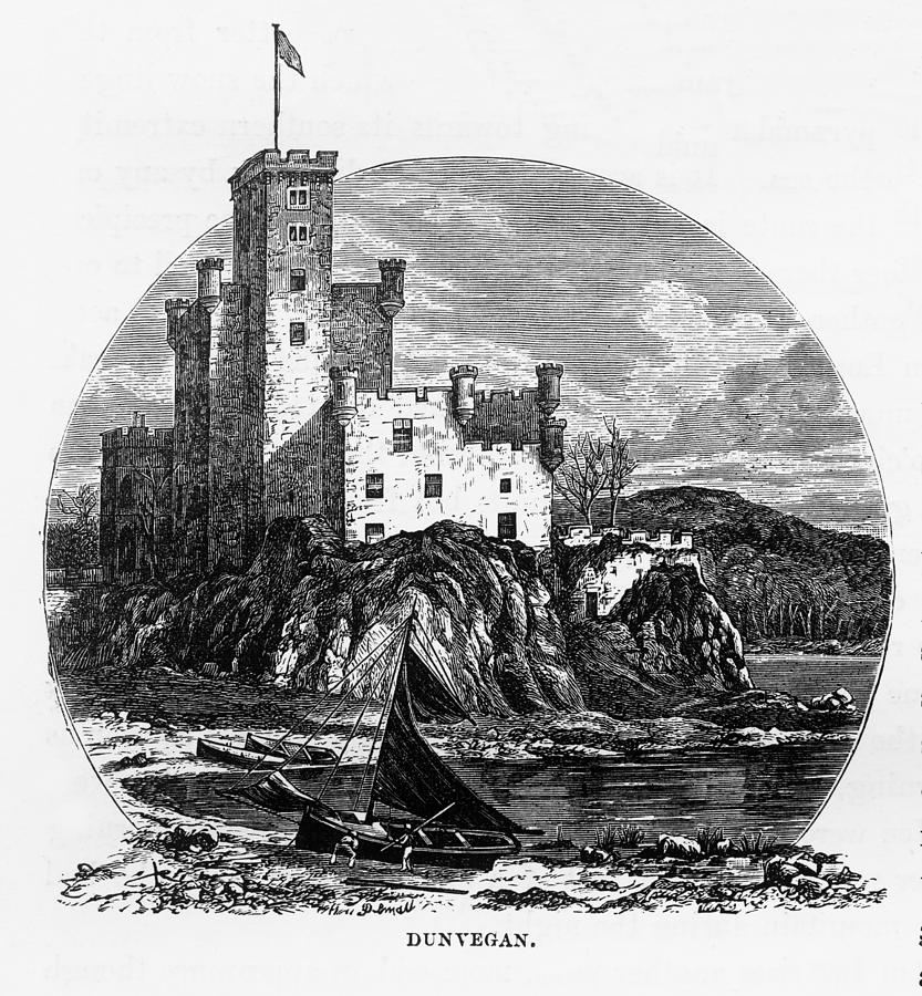 Dunvegan Castle, Isle of Skye in Hebrides, Scotland Victorian Engraving, 1840 Drawing by Bauhaus1000