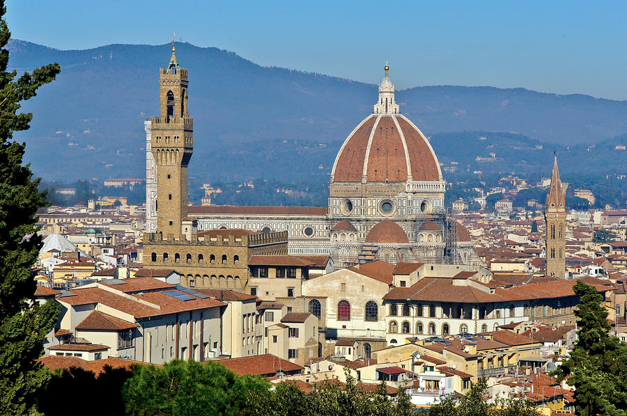 Duomo Florence and Palazzo Vecchio Photograph by Gary Eason