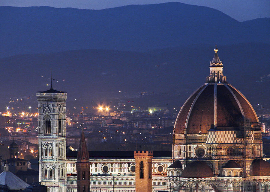Duomo at Night Florence Italy Photograph by Sally Ross