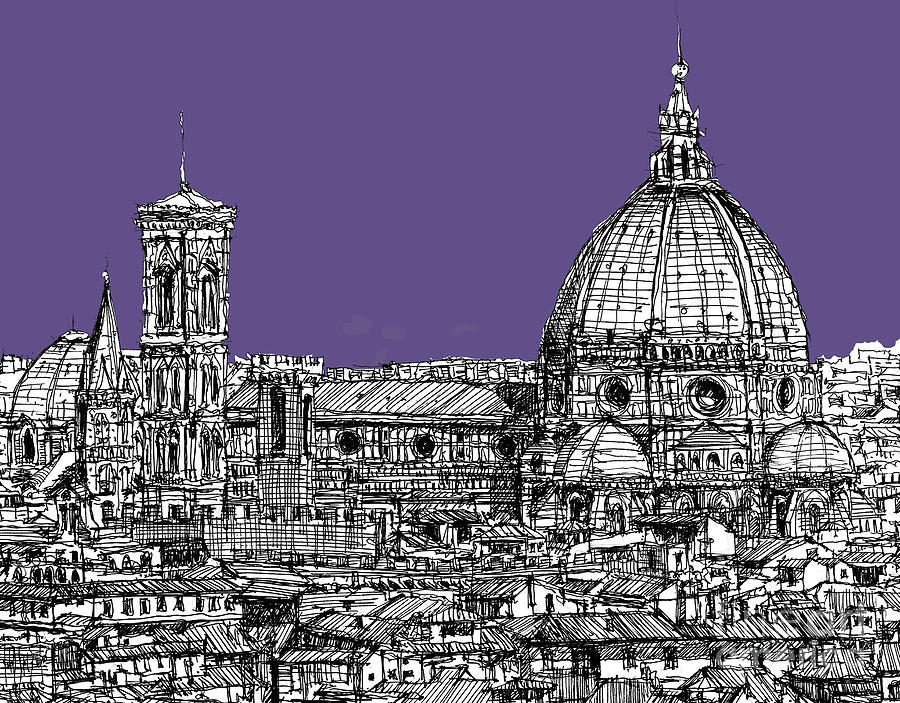 Architecture Drawing - Duomo in lilac by Adendorff Design