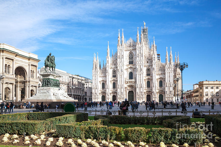 Duomo square with famous cathedral - Milan - Italy Photograph by Matteo Colombo
