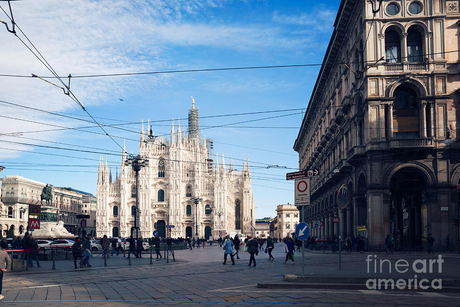 Duomo square with famous cathedral of Milan - Italy Photograph by Matteo Colombo