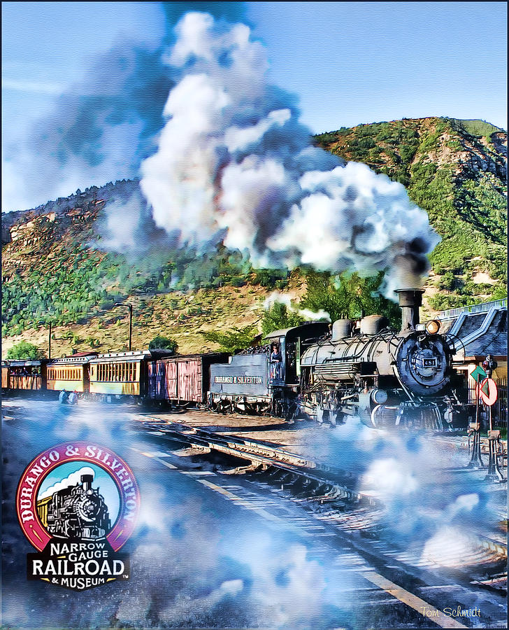 Train Painting - Durango Steam Locomotive by Tom Schmidt