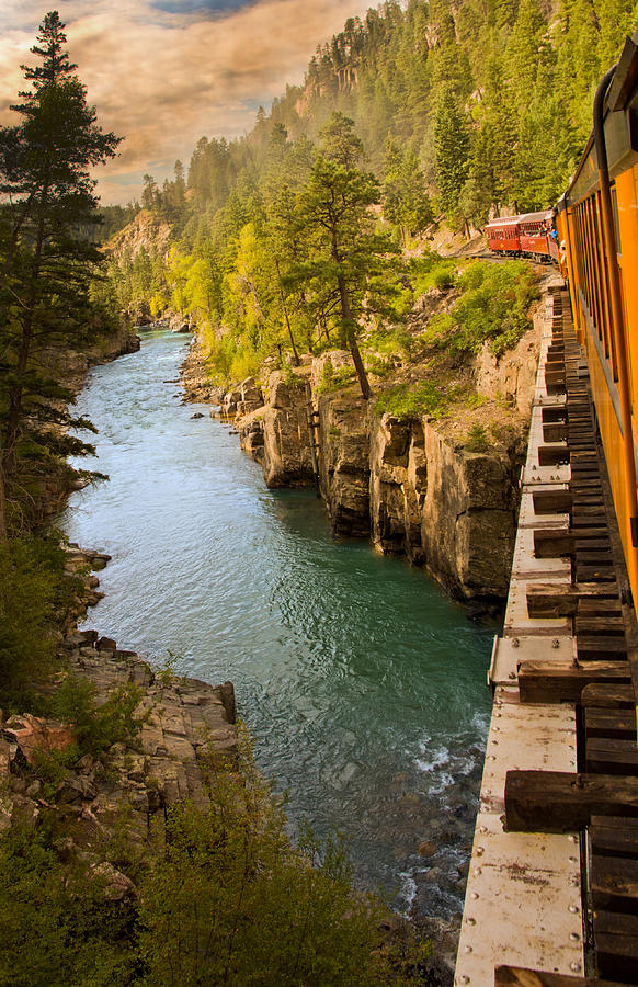 Durango Train crossing Animas Photograph by Randall Branham