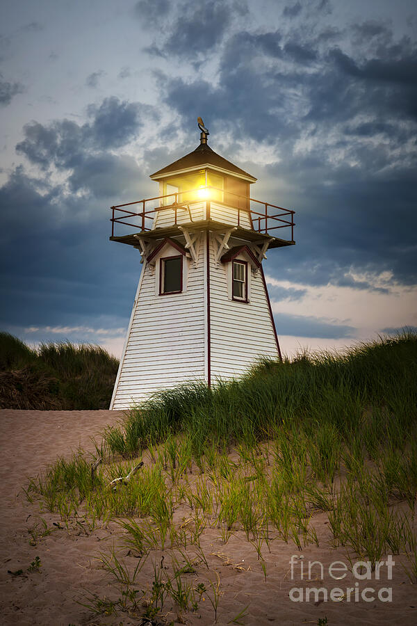 Sunset Photograph - Dusk at Covehead Harbour Lighthouse by Elena Elisseeva