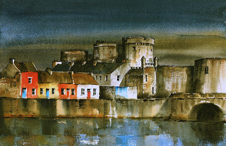 Dusk at King Johns  Limerick Painting by Val Byrne