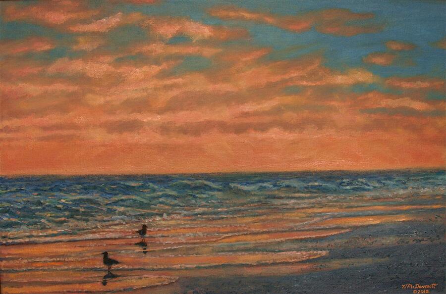 Dusk at the Shore # 2 Painting by Kathleen McDermott