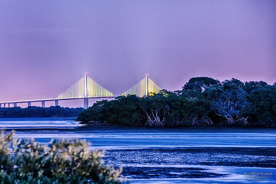 Dusk at the Skyway Bridge Photograph by Michael White