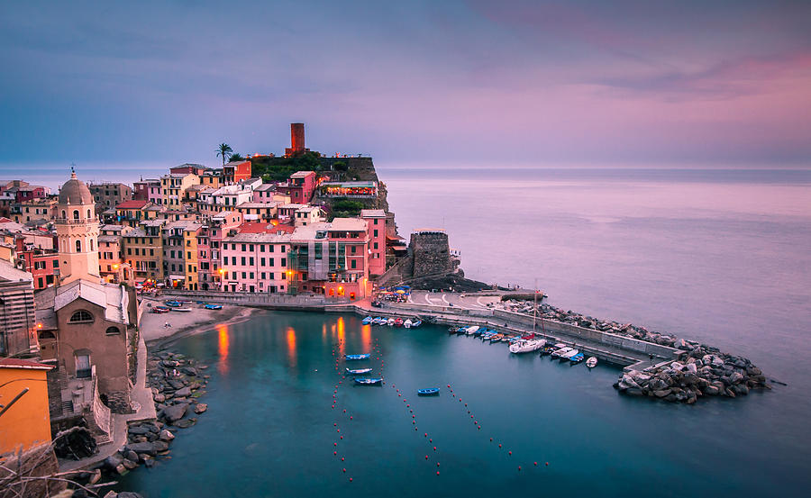 Dusk at Vernazza Photograph by Josh Eral