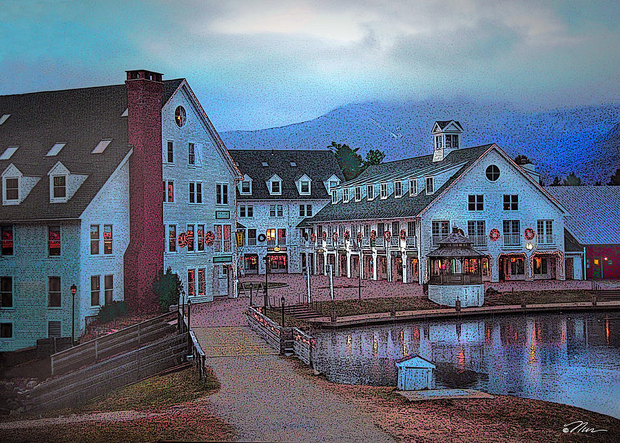Christmas Digital Art - Dusk Before Snow at Town Square by Nancy Griswold