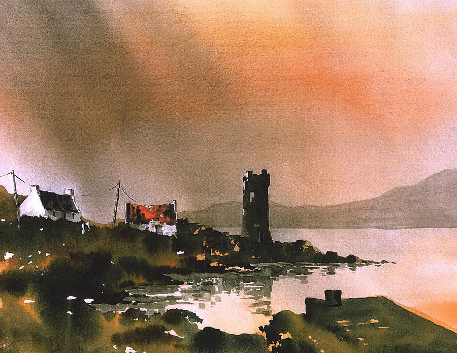 Dusk on Achill Island, Co  Mayo Painting by Val Byrne