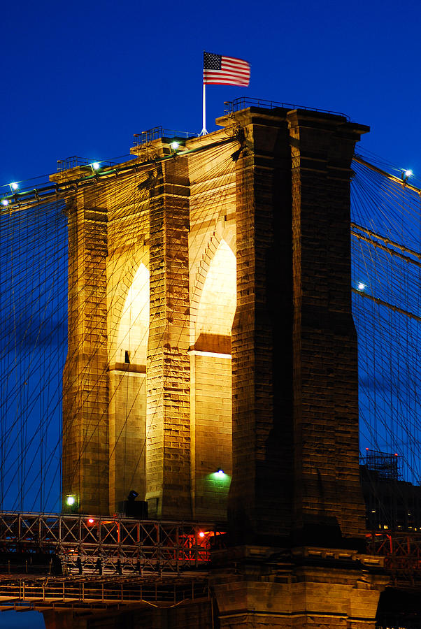 Dusk on Brooklyn Bridge Photograph by James Kirkikis