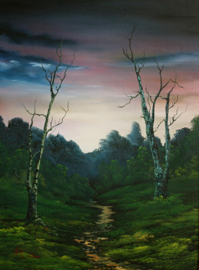 Dusk on Cannock chase Painting by Jean Walker