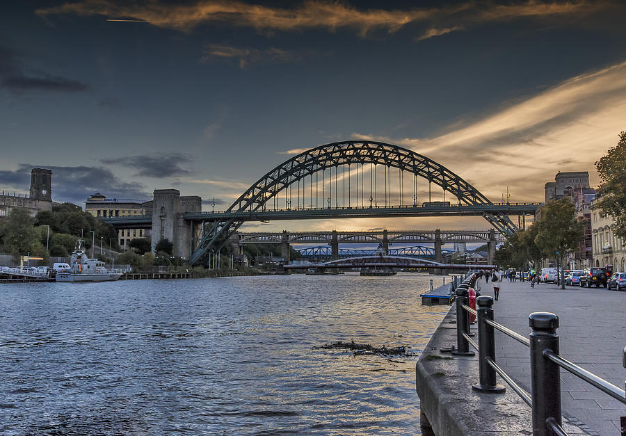 Architecture Photograph - Dusk on the River Tyne by Trevor Kersley