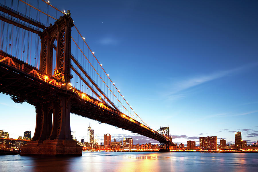 Dusk Over Manhattan Bridge Photograph by Urbancow