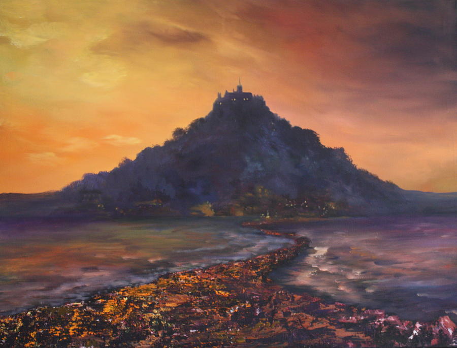 Dusk over St Michaels Mount Cornwall Painting by Jean Walker