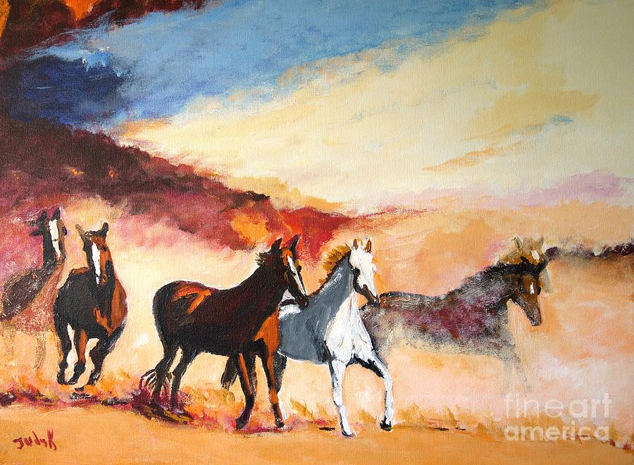 Horse Painting - Dust in the Wind by Judy Kay