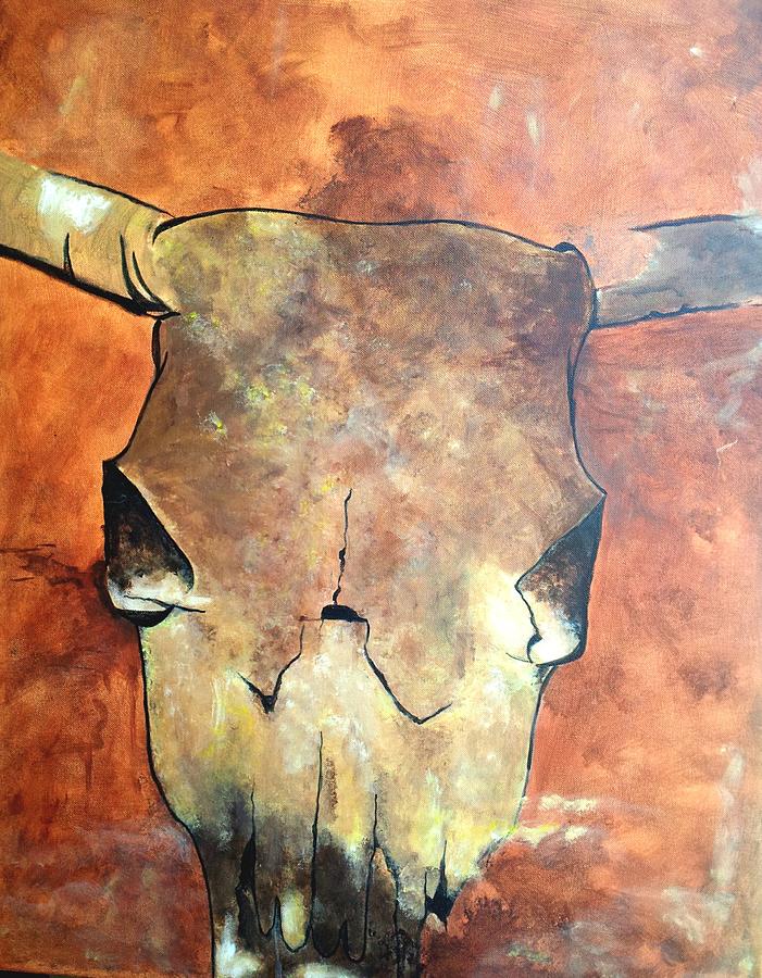 Dusty Trails Skull Painting by Judi Hendricks