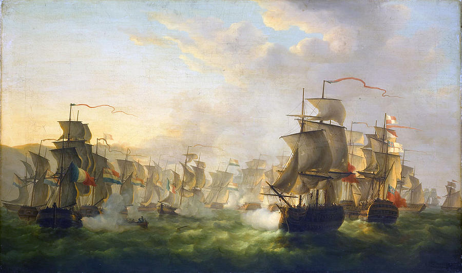 Dutch and English Fleets Painting by Martinus Schouman