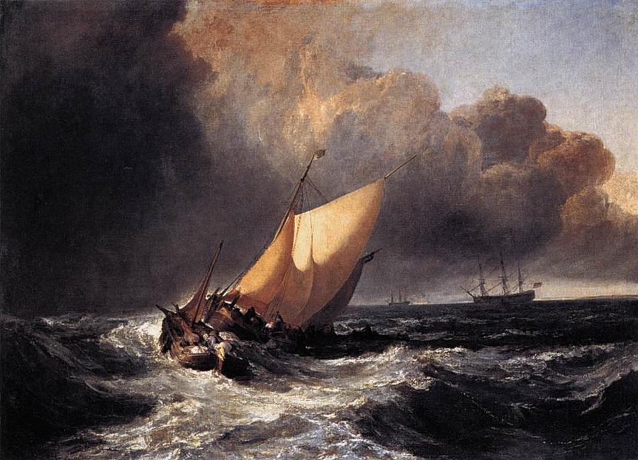 Impressionism Painting - Dutch boats in a gale 1801 by Philip Ralley
