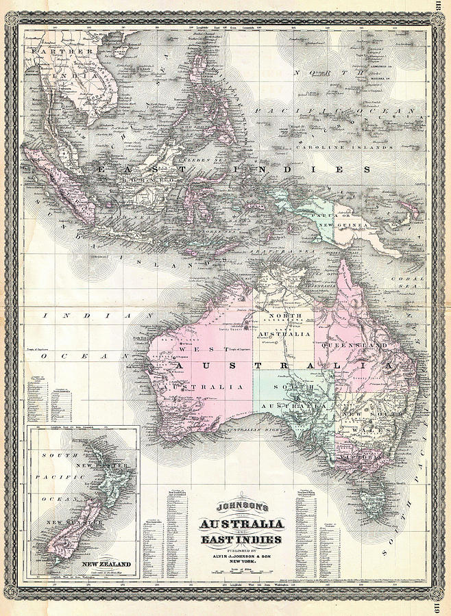 Map Painting - Dutch East Indies Australia and New Zealand. by Celestial Images