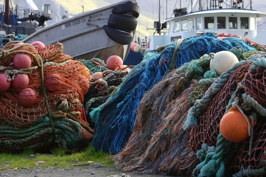 Dutch Harbor Photograph - Dutch Harbor Fishing Nets and Boats by Adam Shaw