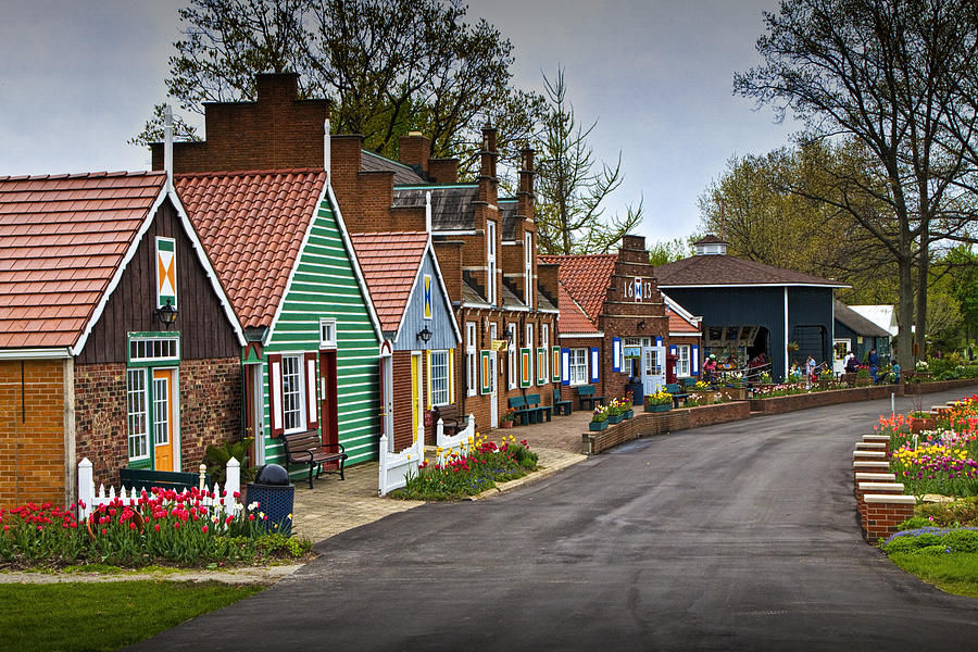 Landscape Photograph - Dutch Shops on Windmill Island in Holland Michigan by Randall Nyhof