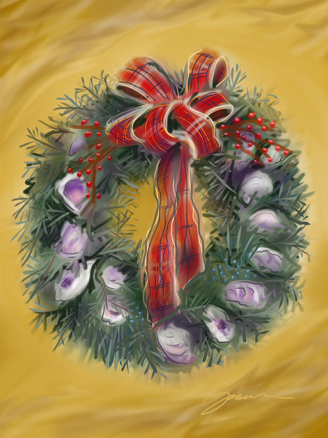 Duxbury Oyster Wreath Painting by Jean Pacheco Ravinski