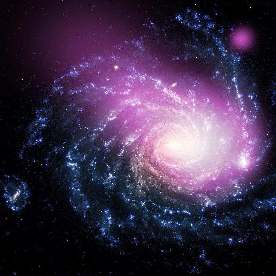 Dwarf Galaxy Caught Ramming Into a Large Spiral Galaxy II Photograph by Robert Rhoads