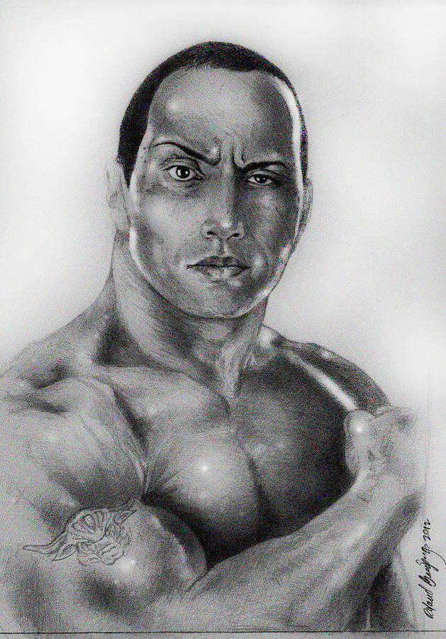 Dwayne The Rock Johnson Drawing by Roland Benipayo Pixels