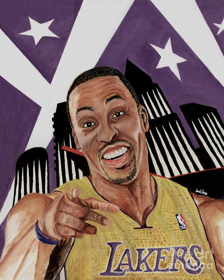 Lakers Painting - Dwight Howard Welcome to the  Lake Show by Israel Torres